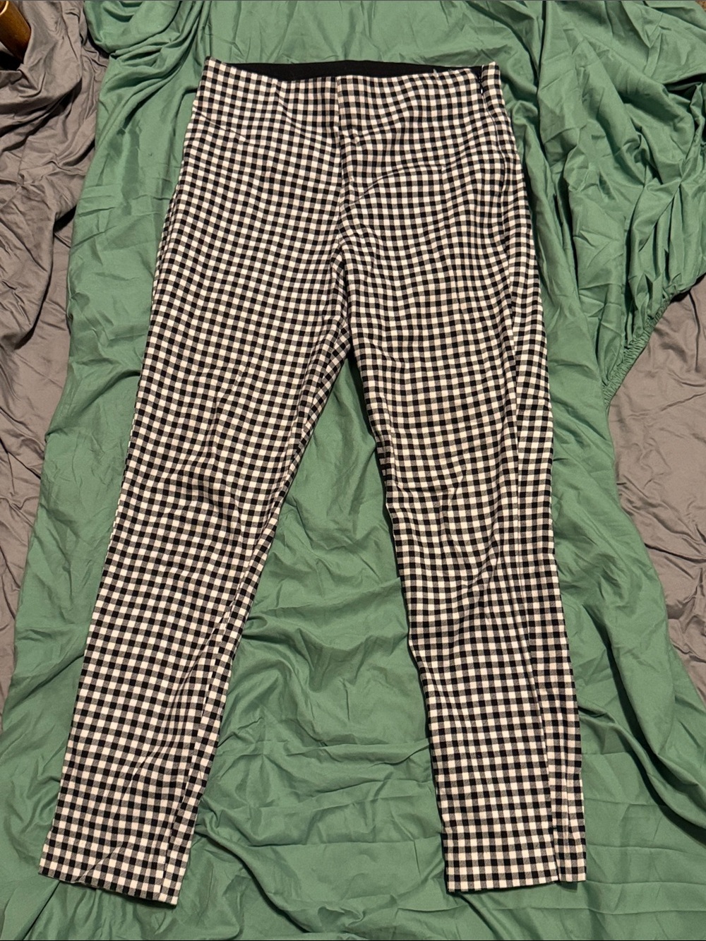 Old Navy Black and White Gingham Stretch Trousers